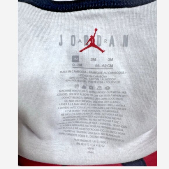 (2) Jordan 1 Pieces #23 Unisex Size 3 Months Red & White Cotton Poly Blend Snaps - Picture 5 of 5